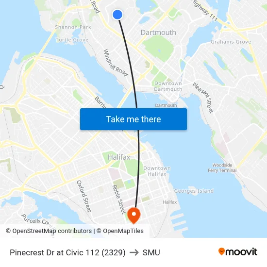 Pinecrest Dr at Civic 112 (2329) to SMU map