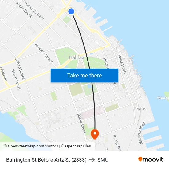Barrington St Before Artz St (2333) to SMU map