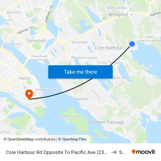 Cole Harbour Rd Opposite To Pacific Ave (2342) to SMU map