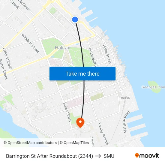 Barrington St After Roundabout (2344) to SMU map