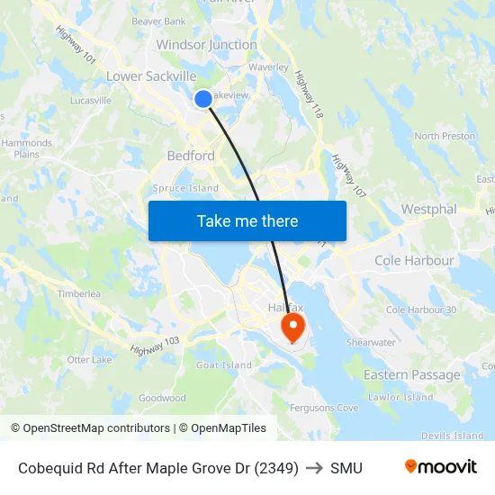 Cobequid Rd After Maple Grove Dr (2349) to SMU map