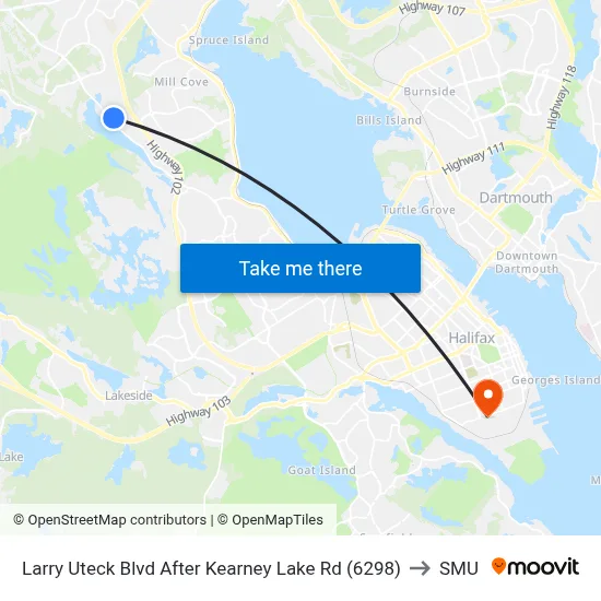 Larry Uteck Blvd After Kearney Lake Rd (6298) to SMU map