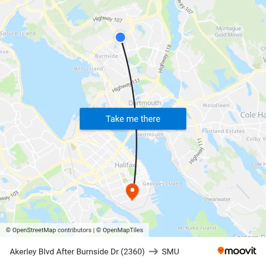 Akerley Blvd After Burnside Dr (2360) to SMU map
