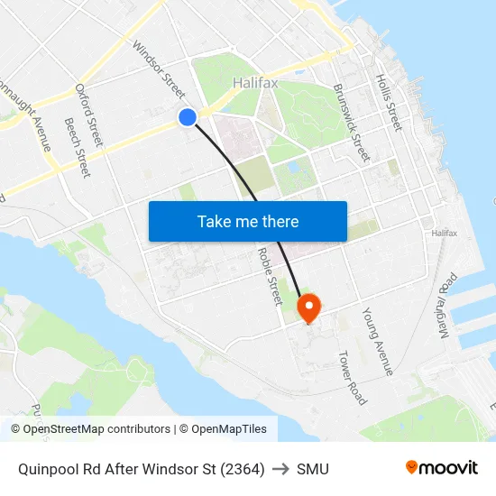 Quinpool Rd After Windsor St (2364) to SMU map