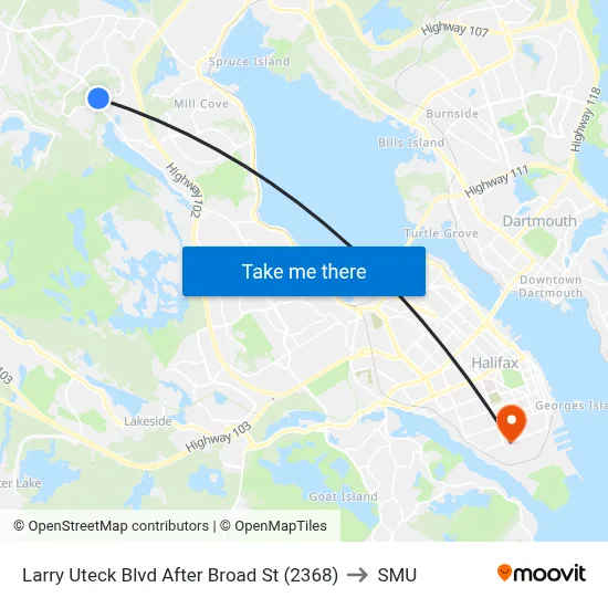 Larry Uteck Blvd After Broad St  (2368) to SMU map