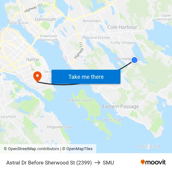 Astral Dr Before Sherwood St (2399) to SMU map