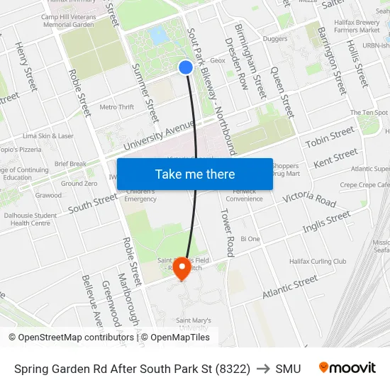 Spring Garden Rd After South Park St (8322) to SMU map