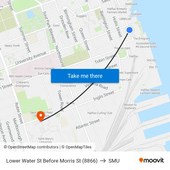 Lower Water St Before Morris St (8866) to SMU map