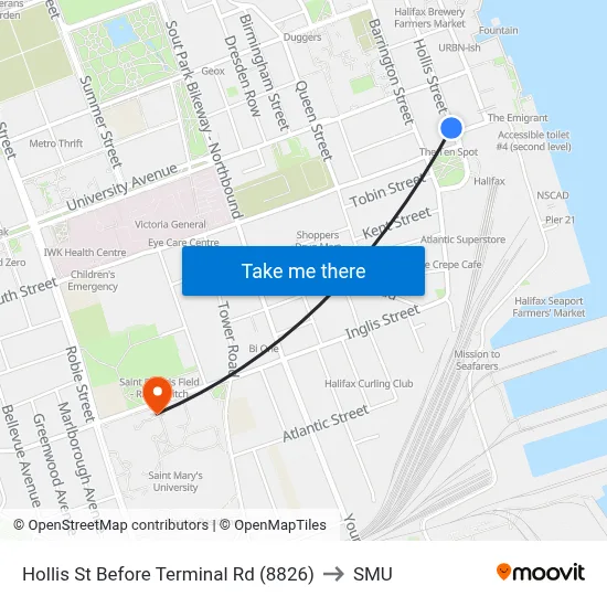Hollis St Before Terminal Rd (8826) to SMU map