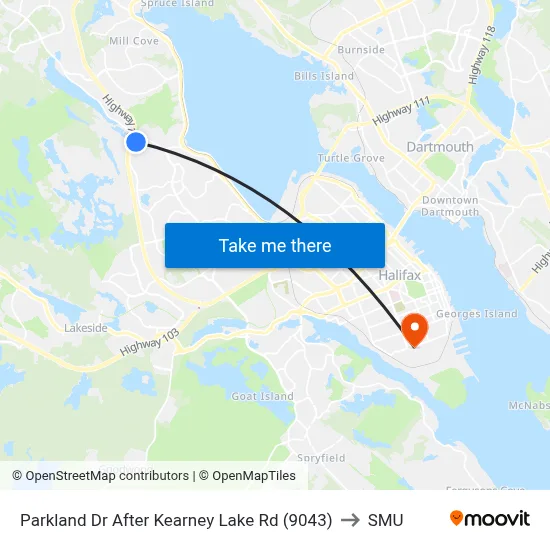 Parkland Dr After Kearney Lake Rd (9043) to SMU map
