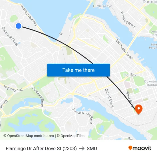 Flamingo Dr After Dove St (2303) to SMU map