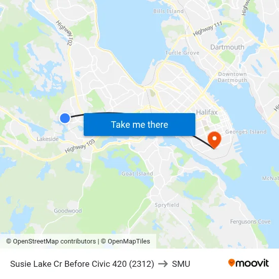 Susie Lake Cr Before Civic 420 (2312) to SMU map