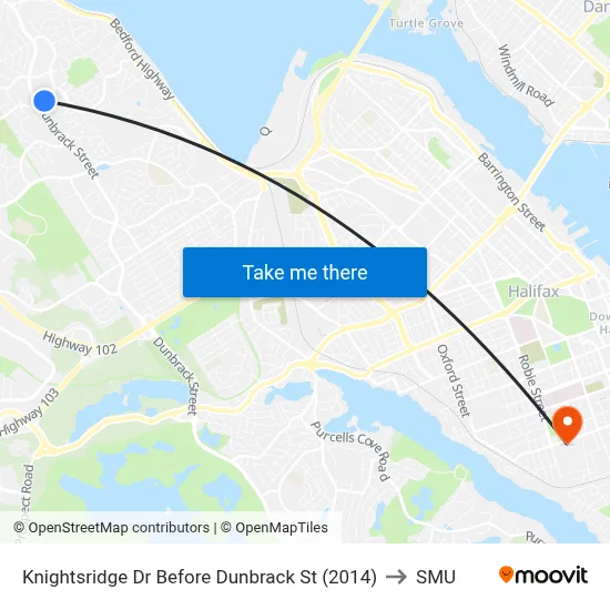 Knightsridge Dr Before Dunbrack St (2014) to SMU map