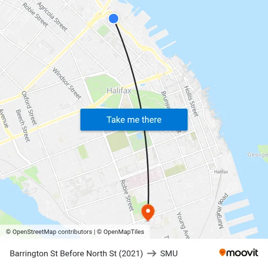 Barrington St Before North St (2021) to SMU map