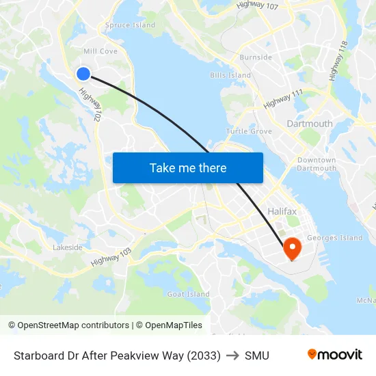 Starboard Dr After Peakview Way (2033) to SMU map