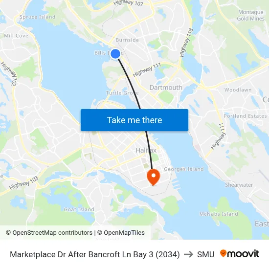 Marketplace Dr After Bancroft Ln Bay 3 (2034) to SMU map