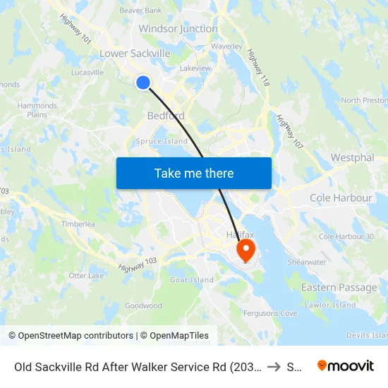 Old Sackville Rd After Walker Service Rd (2039) to SMU map