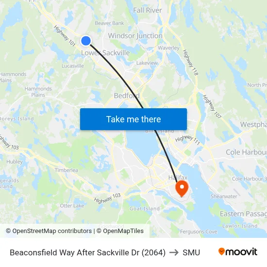 Beaconsfield Way After Sackville Dr (2064) to SMU map