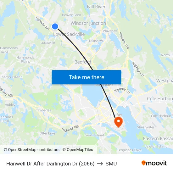 Hanwell Dr After Darlington Dr (2066) to SMU map