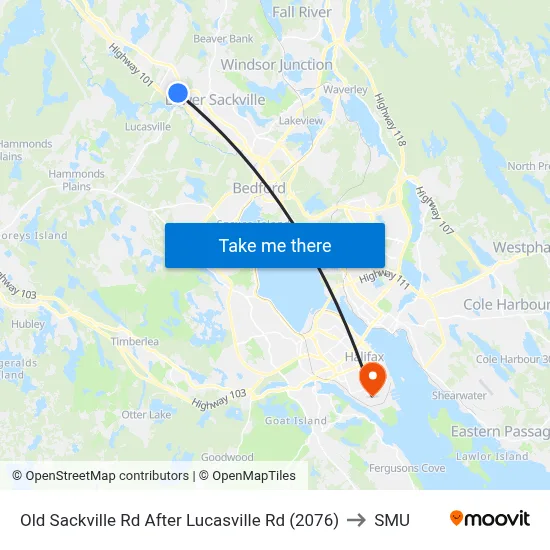 Old Sackville Rd After Lucasville Rd (2076) to SMU map