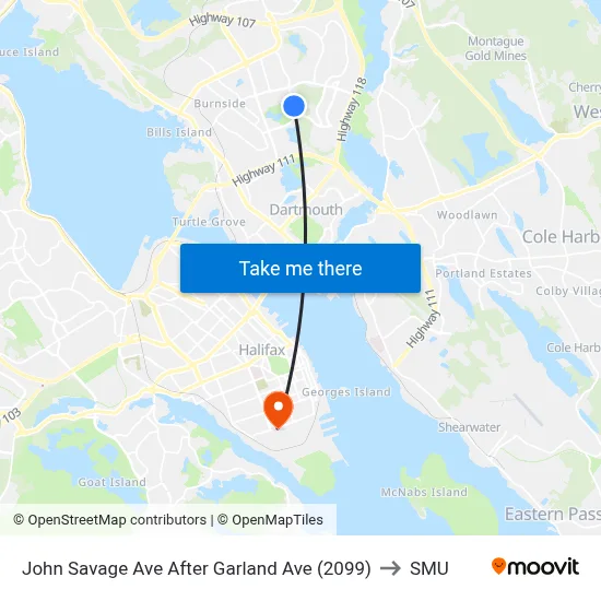 John Savage Ave After Garland Ave (2099) to SMU map
