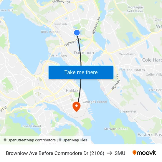 Brownlow Ave Before Commodore Dr (2106) to SMU map
