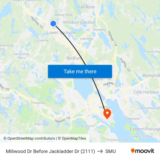 Millwood Dr Before Jackladder Dr (2111) to SMU map