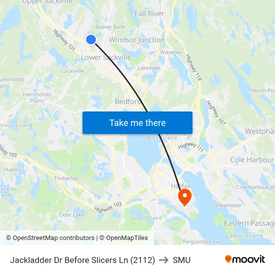 Jackladder Dr Before Slicers Ln (2112) to SMU map