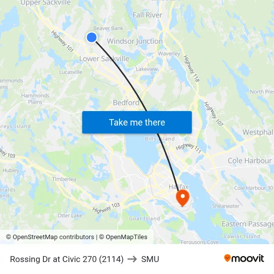 Rossing Dr at Civic 270 (2114) to SMU map