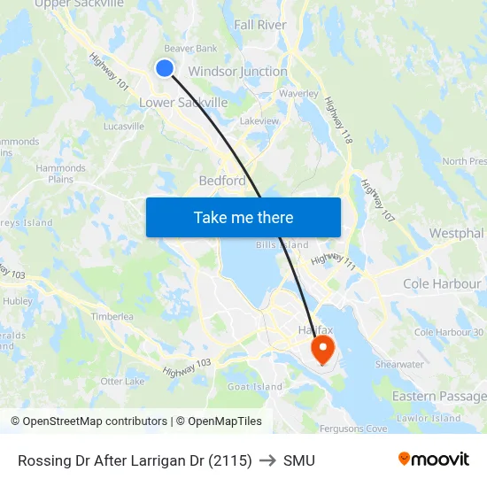 Rossing Dr After Larrigan Dr (2115) to SMU map
