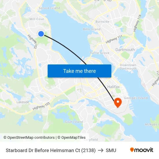 Starboard Dr Before Helmsman Ct (2138) to SMU map