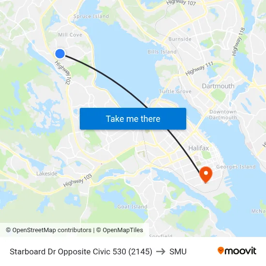 Starboard Dr Opposite Civic 530 (2145) to SMU map
