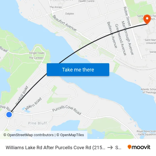 Williams Lake Rd After Purcells Cove Rd (2156) to SMU map
