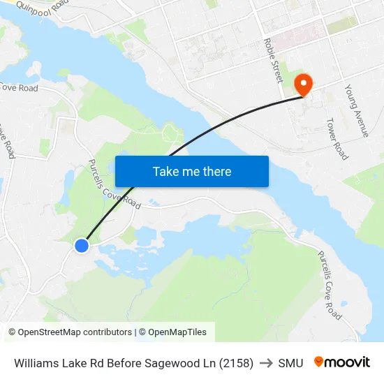 Williams Lake Rd Before Sagewood Ln (2158) to SMU map