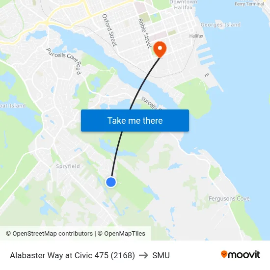 Alabaster Way at Civic 475 (2168) to SMU map