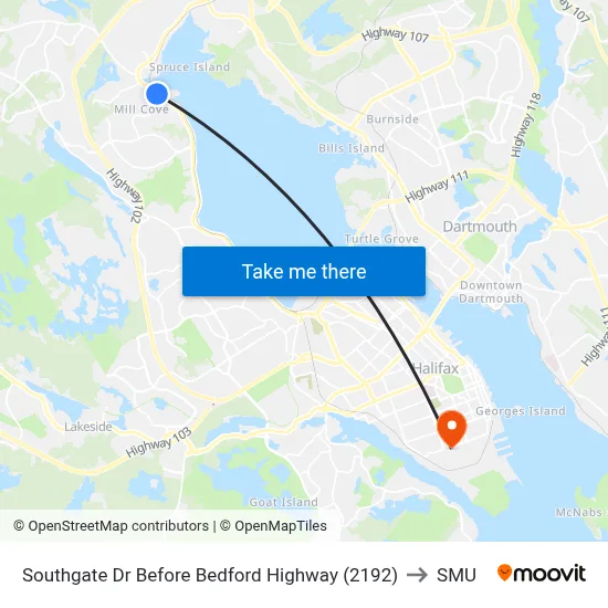 Southgate Dr Before Bedford Highway (2192) to SMU map