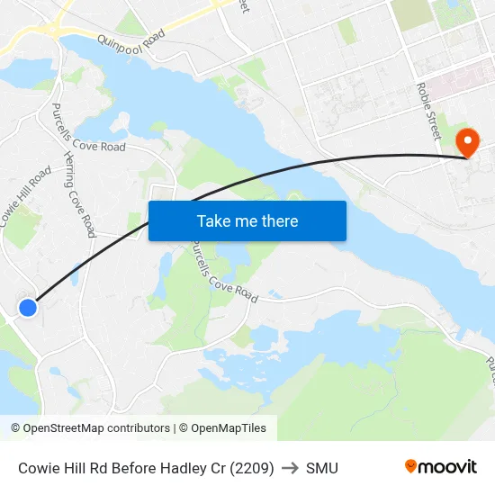 Cowie Hill Rd Before Hadley Cr (2209) to SMU map