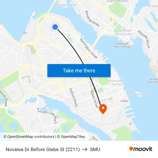 Novalea Dr Before Glebe St (2211) to SMU map