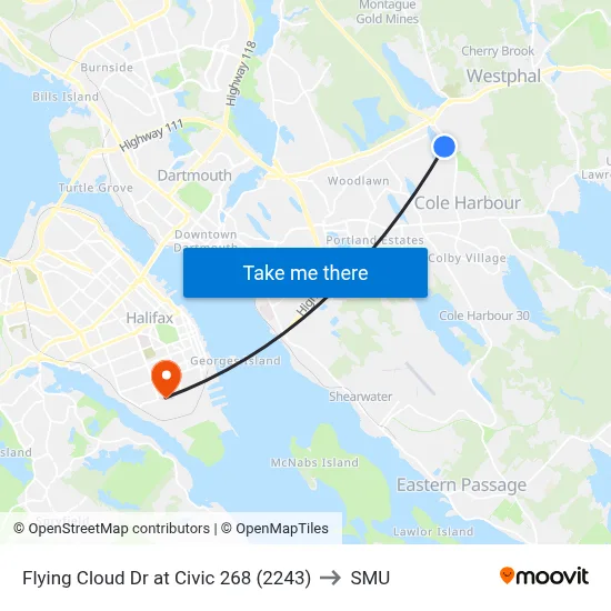 Flying Cloud Dr at Civic 268 (2243) to SMU map