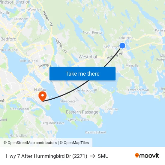 Hwy 7 After Hummingbird Dr (2271) to SMU map