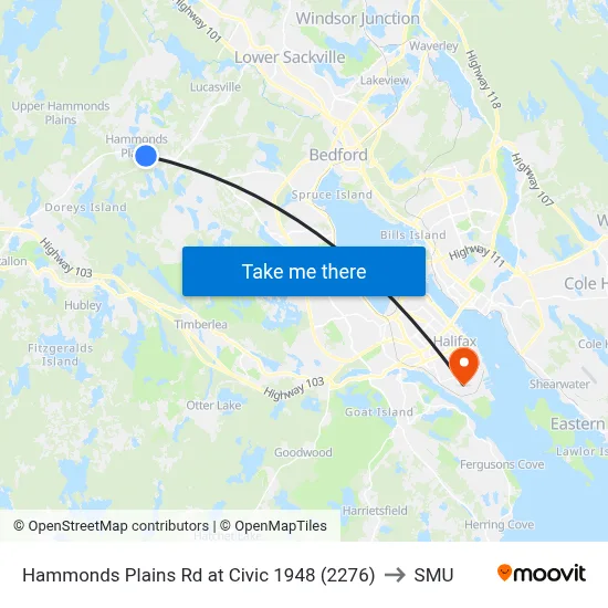 Hammonds Plains Rd at Civic 1948 (2276) to SMU map