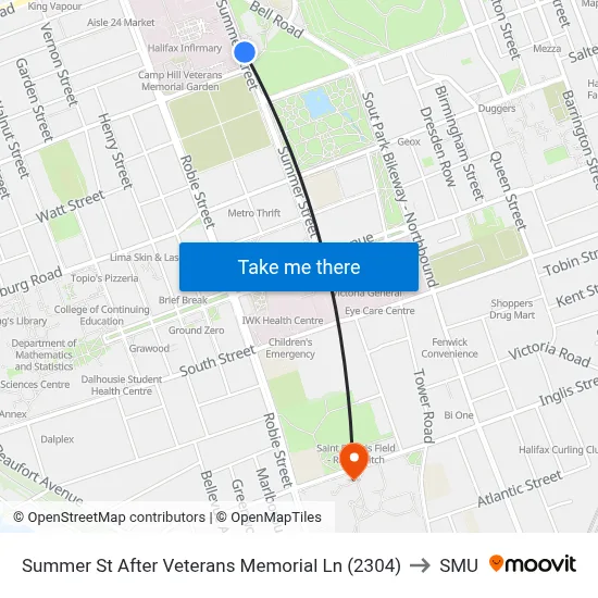 Summer St After Veterans Memorial Ln (2304) to SMU map