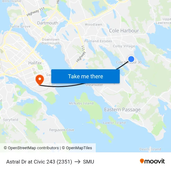 Astral Dr at Civic 243 (2351) to SMU map