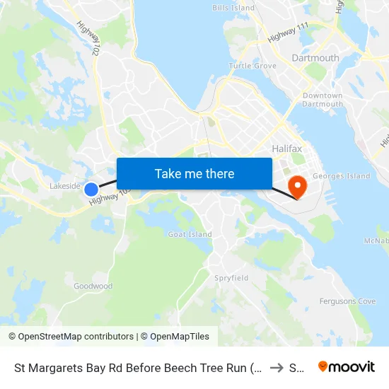 St Margarets Bay Rd Before Beech Tree Run (6154) to SMU map