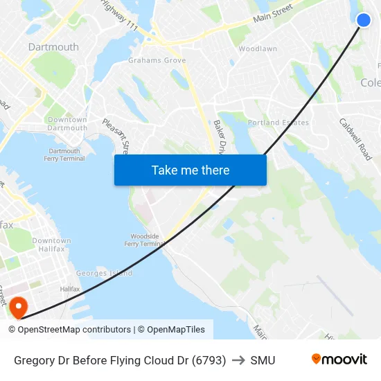 Gregory Dr Before Flying Cloud Dr (6793) to SMU map