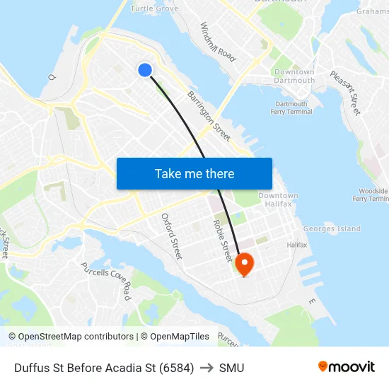 Duffus St Before Acadia St (6584) to SMU map