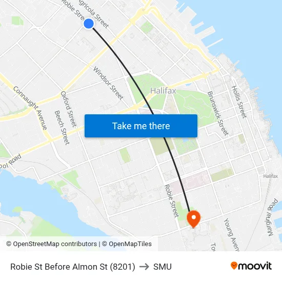 Robie St Before Almon St (8201) to SMU map