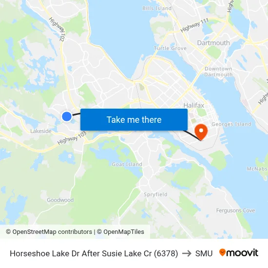 Horseshoe Lake Dr After Susie Lake Cr (6378) to SMU map