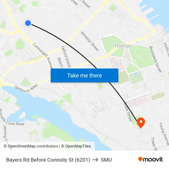 Bayers Rd Before Connolly St (6201) to SMU map