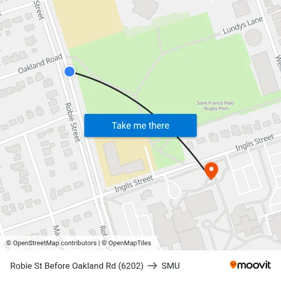 Robie St Before Oakland Rd (6202) to SMU map